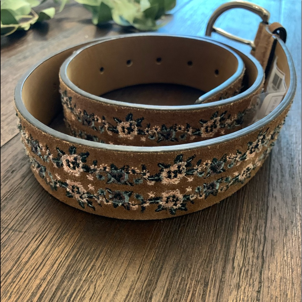 REBECCA MINKOFF leather Suede boho floral belt